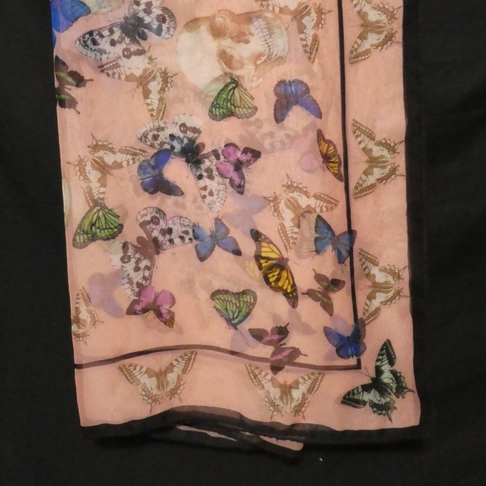 Sheer Butterfly and Skull Scarf / Wrap